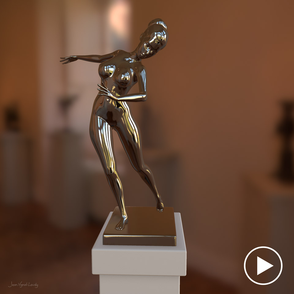 A digital sculpture of a dancing woman